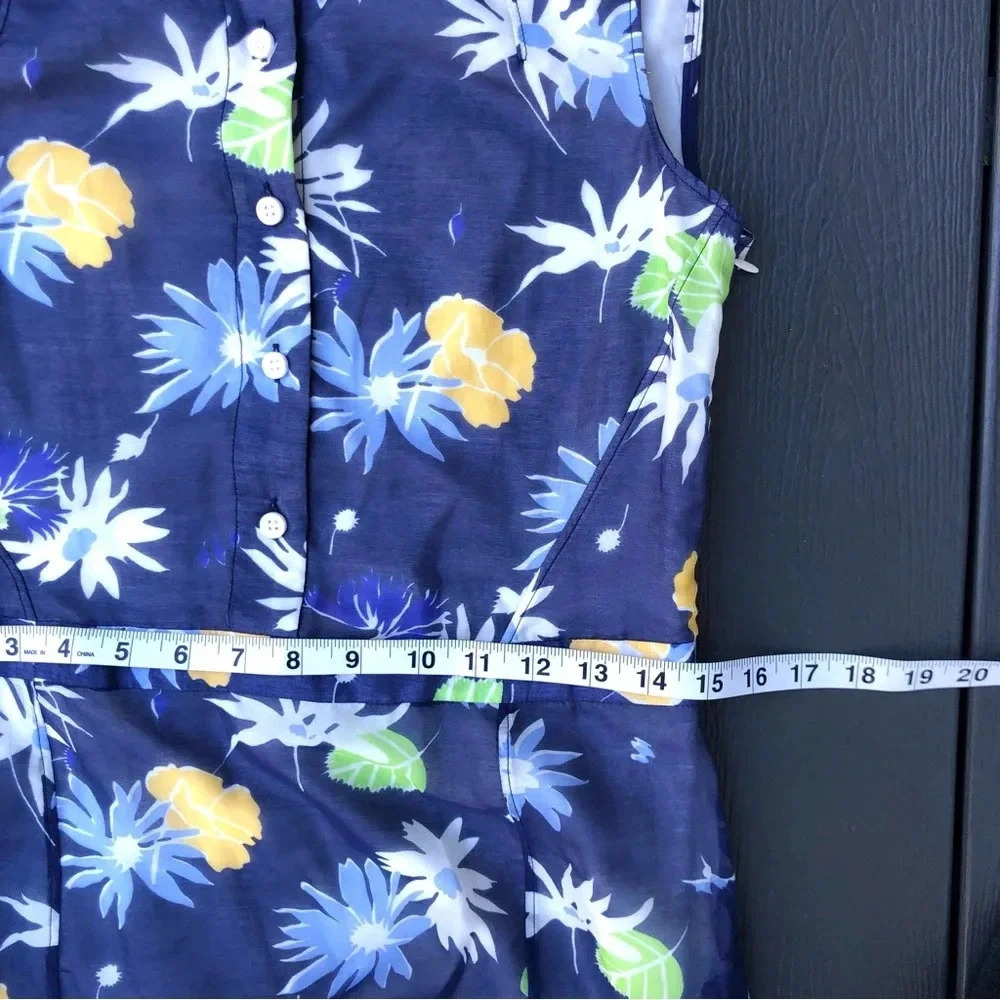 Creatures of the Wind Retro Midi Dress Size 6 Blue Floral 60s Housewife Mad Men - Picture 9 of 10